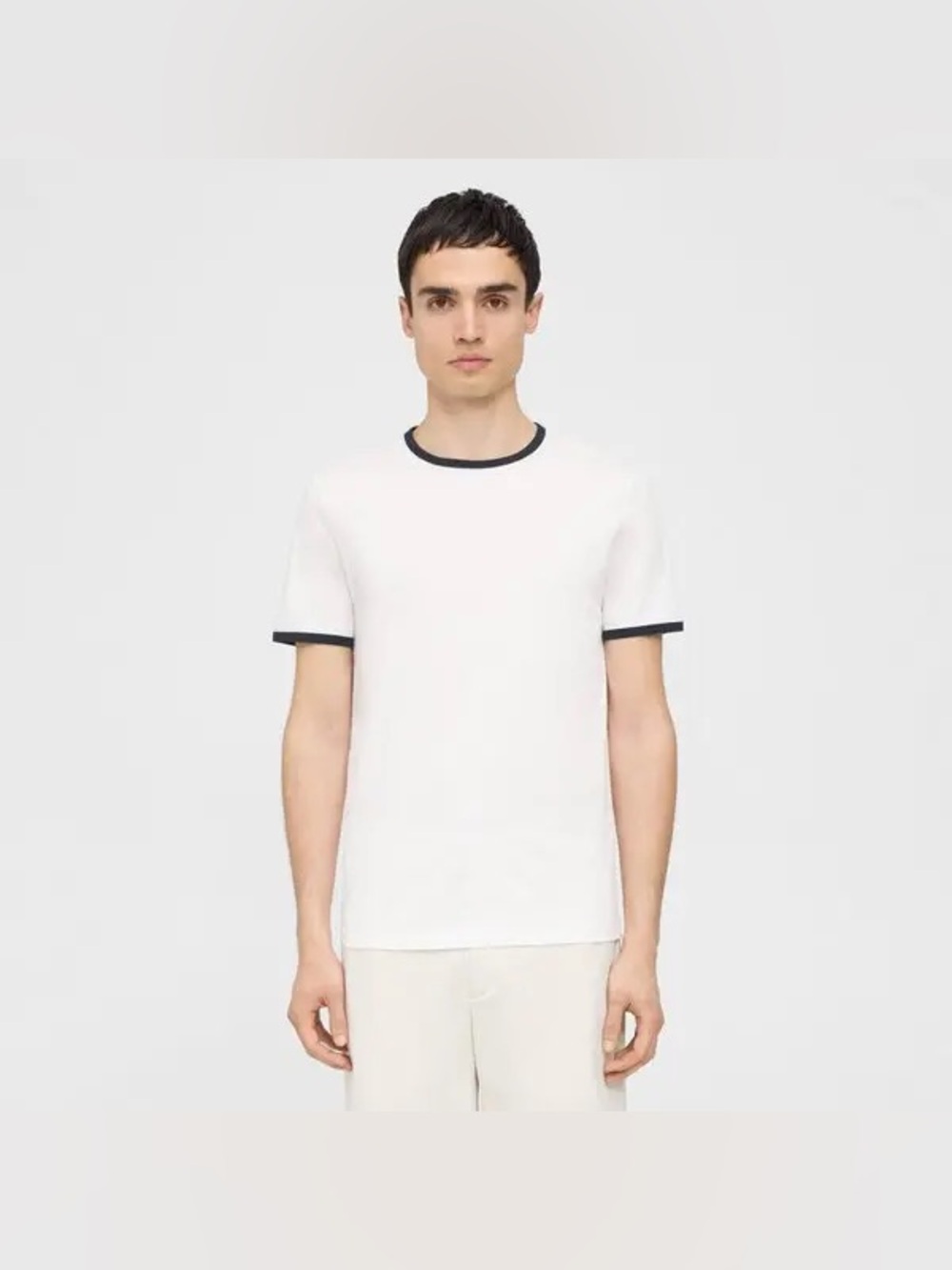 Theory mens Cilian luxe pima cotton crew neck tee shirt black trim sz large
